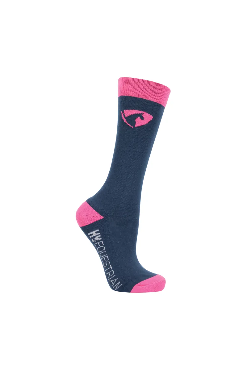 Hy Equestrian DynaMizs Ecliptic Socks - Pack of 3 - Navy/Magenta-3